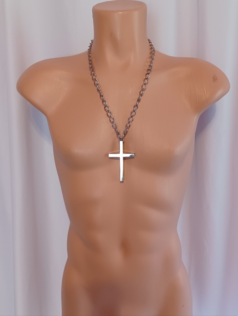 Silver Cross Pendant Necklace - Polished Metal